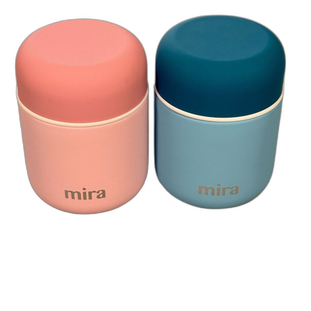 Lot of 2 MIRA Vacuum Insulated Stainless Steel Lunch Food Jar Hot or Cold 9 OZ